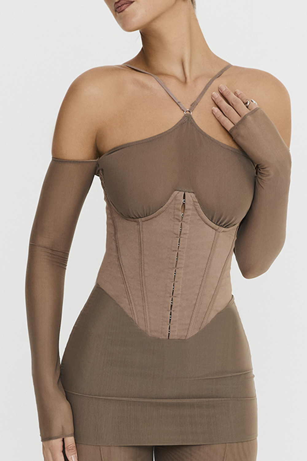 Mistress Rocks Dusty Brown Corset Mini Dress - SALE - luluinthesky