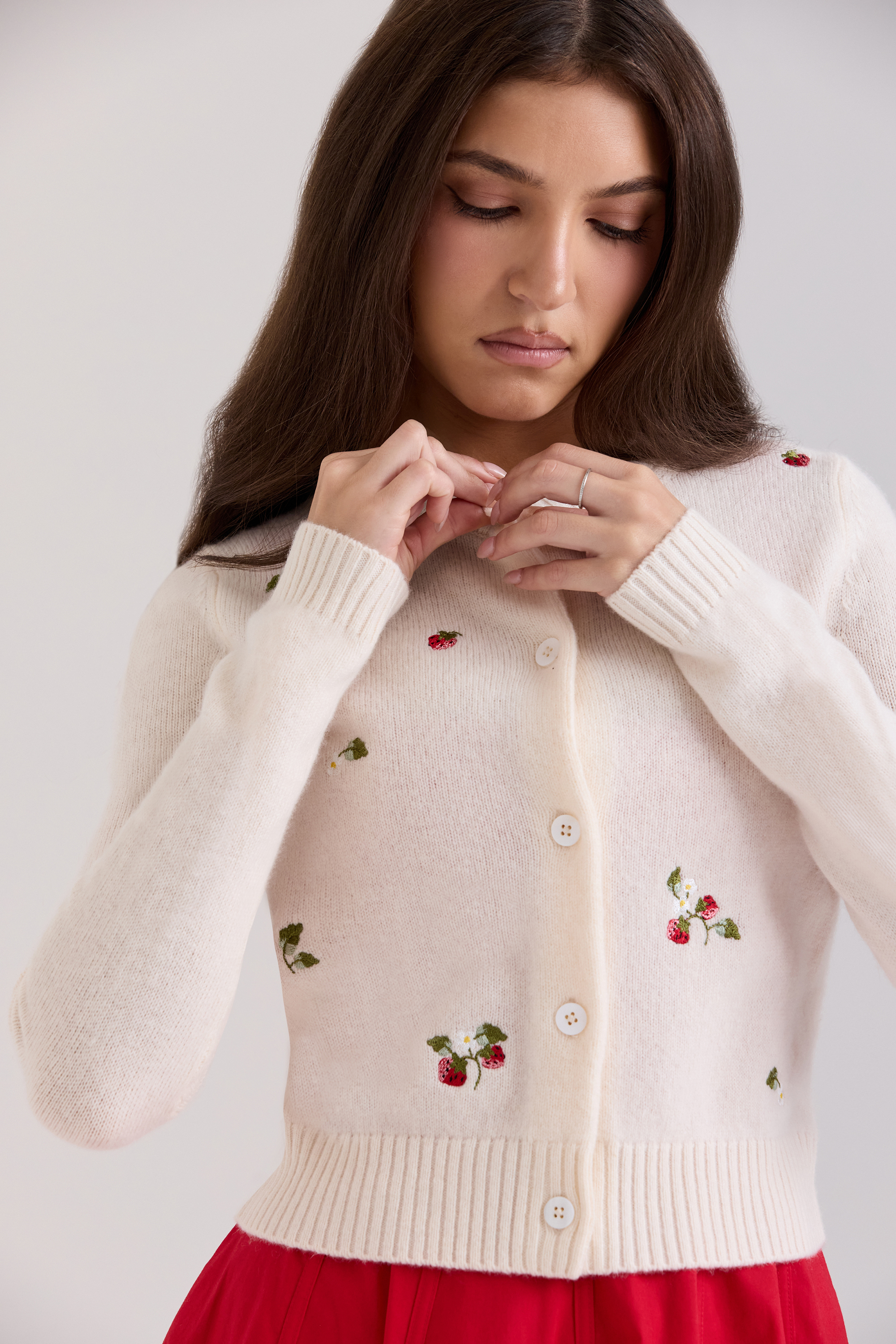 Evelina Cream Wool Embroidered Cardigan - luluinthesky