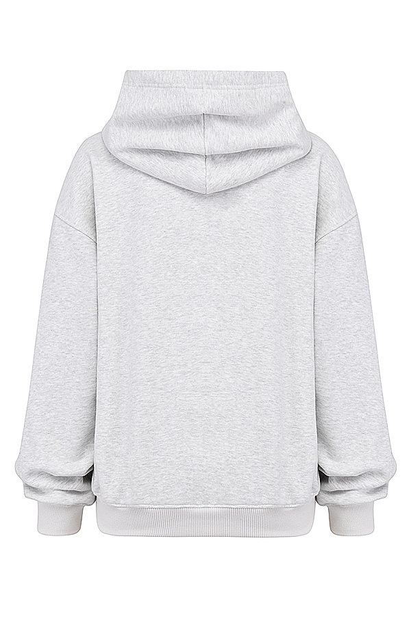 Muse Light Grey Marl Cotton Fleece-Back Hoodie - luluinthesky