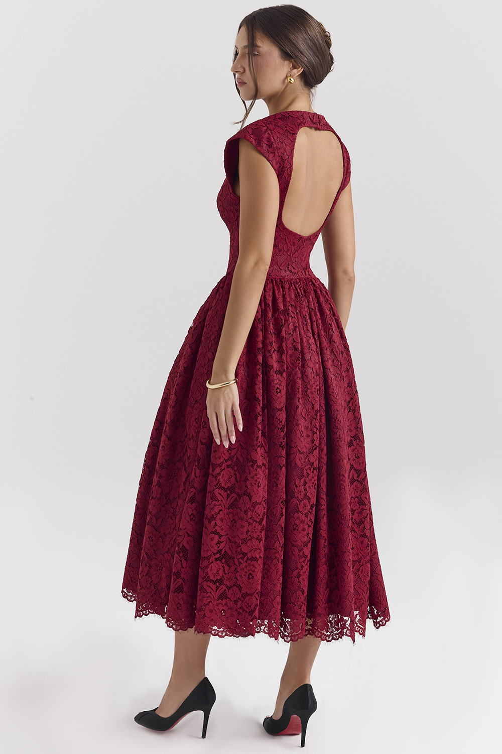 Debutante Berry Lace Backless Midi Dress - luluinthesky