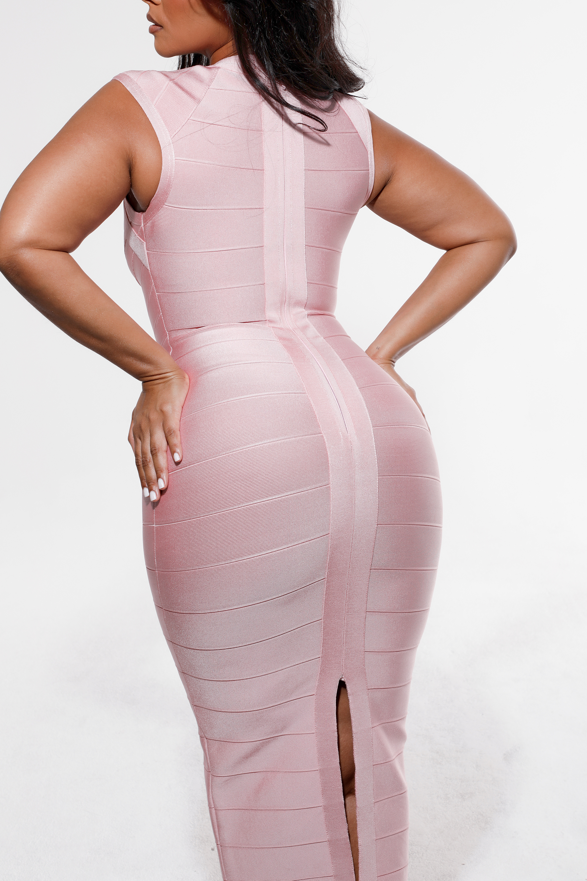 The Icon Baby Pink Bandage Midi Dress - luluinthesky