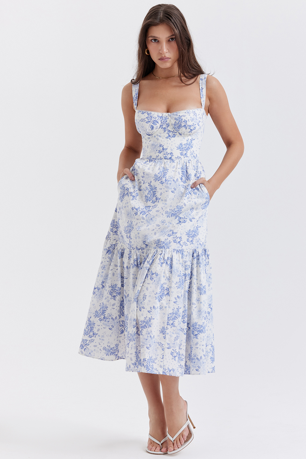 Elia Blue Print Midi Sundress - luluinthesky