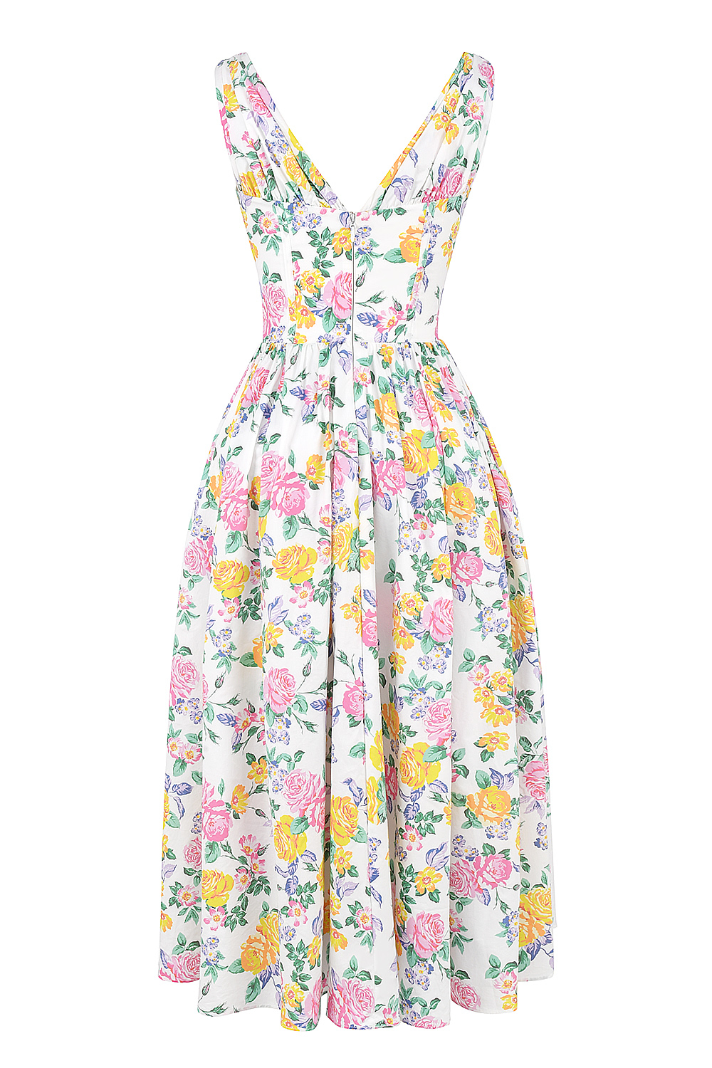 Emmelina White Vintage Rose Print Cotton Corset Sundress - luluinthesky
