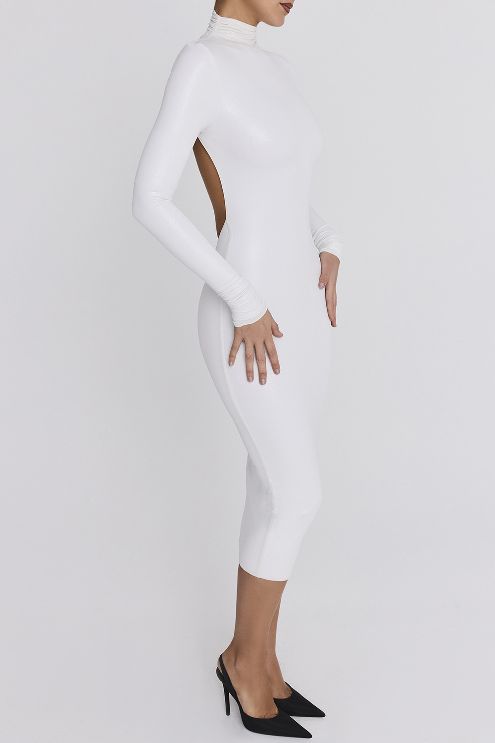 Mistress Rocks White Glitter Jersey Open Back Midi Dress - SALE - luluinthesky