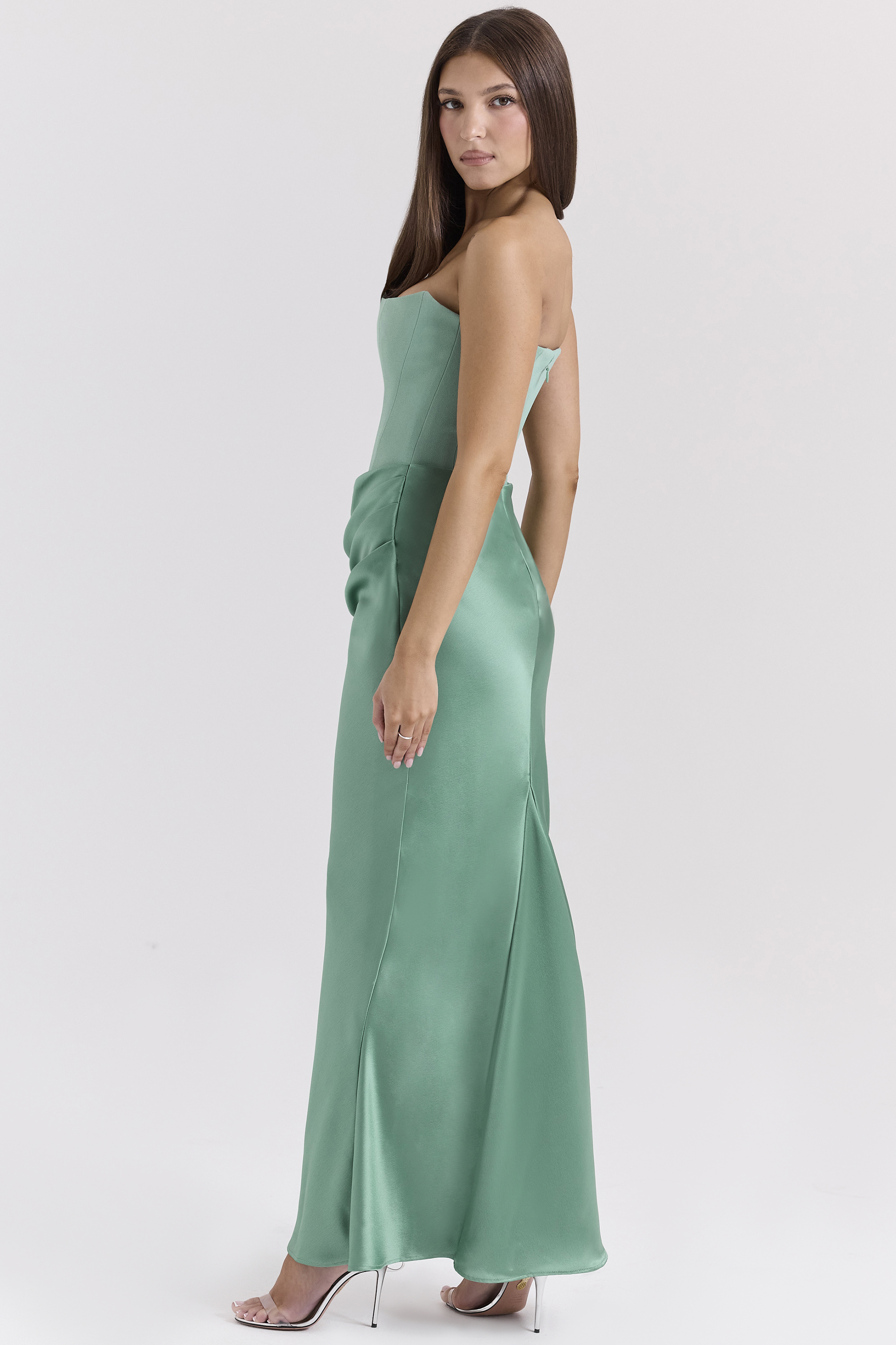 Persephone Jade Strapless Corset Maxi Dress - luluinthesky