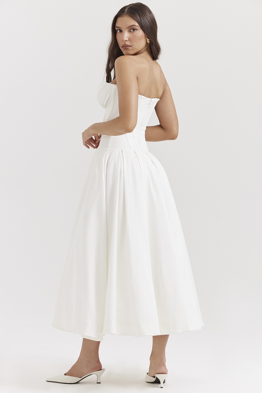 Lady White Strapless Midi Dress - luluinthesky
