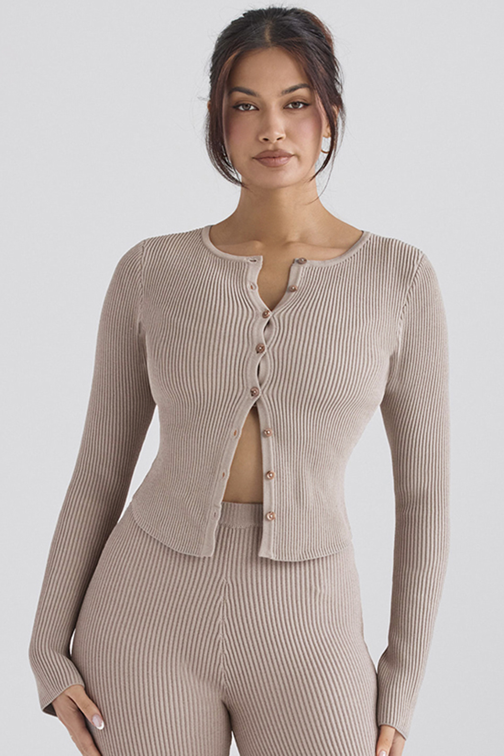 Sylvia Taupe Ribbed Knit Cardigan - SALE - luluinthesky
