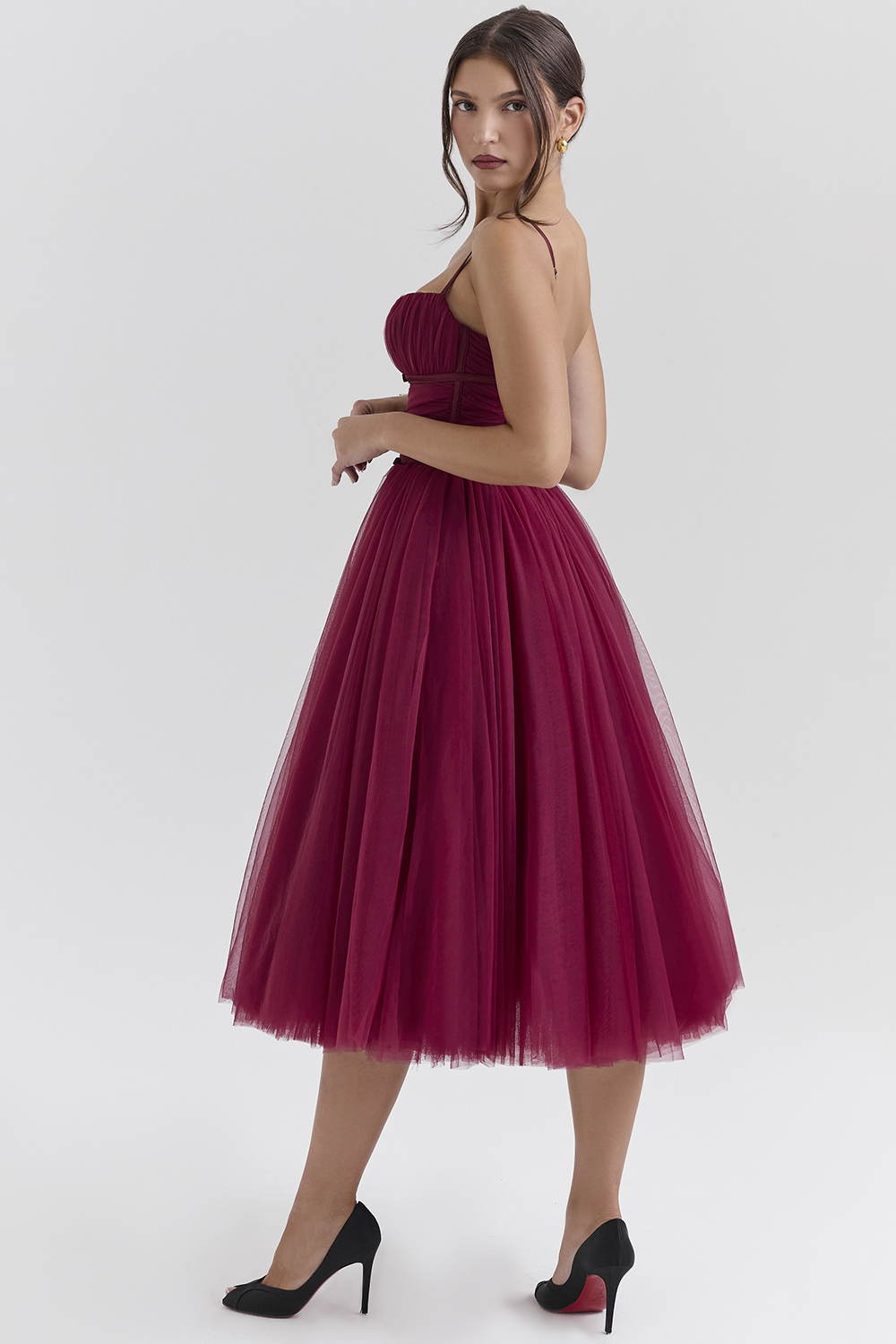 Countess Cabernet Tulle Midi Dress - SALE - luluinthesky