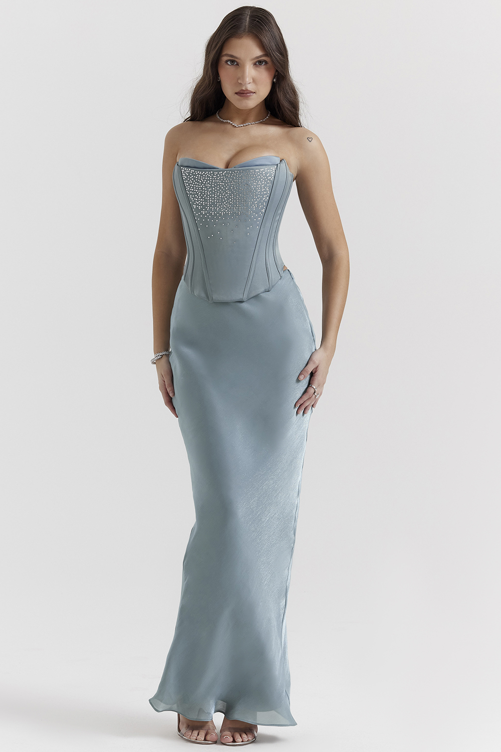 Amadi Cool Blue Floor Length Maxi Skirt - luluinthesky