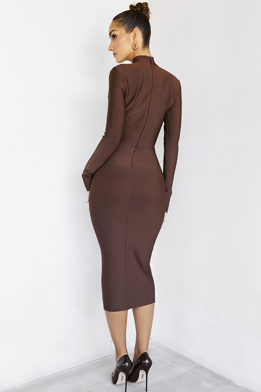 ImplicationsMistress Rocks  Chocolate Bandage Cutout Midi Dress - luluinthesky