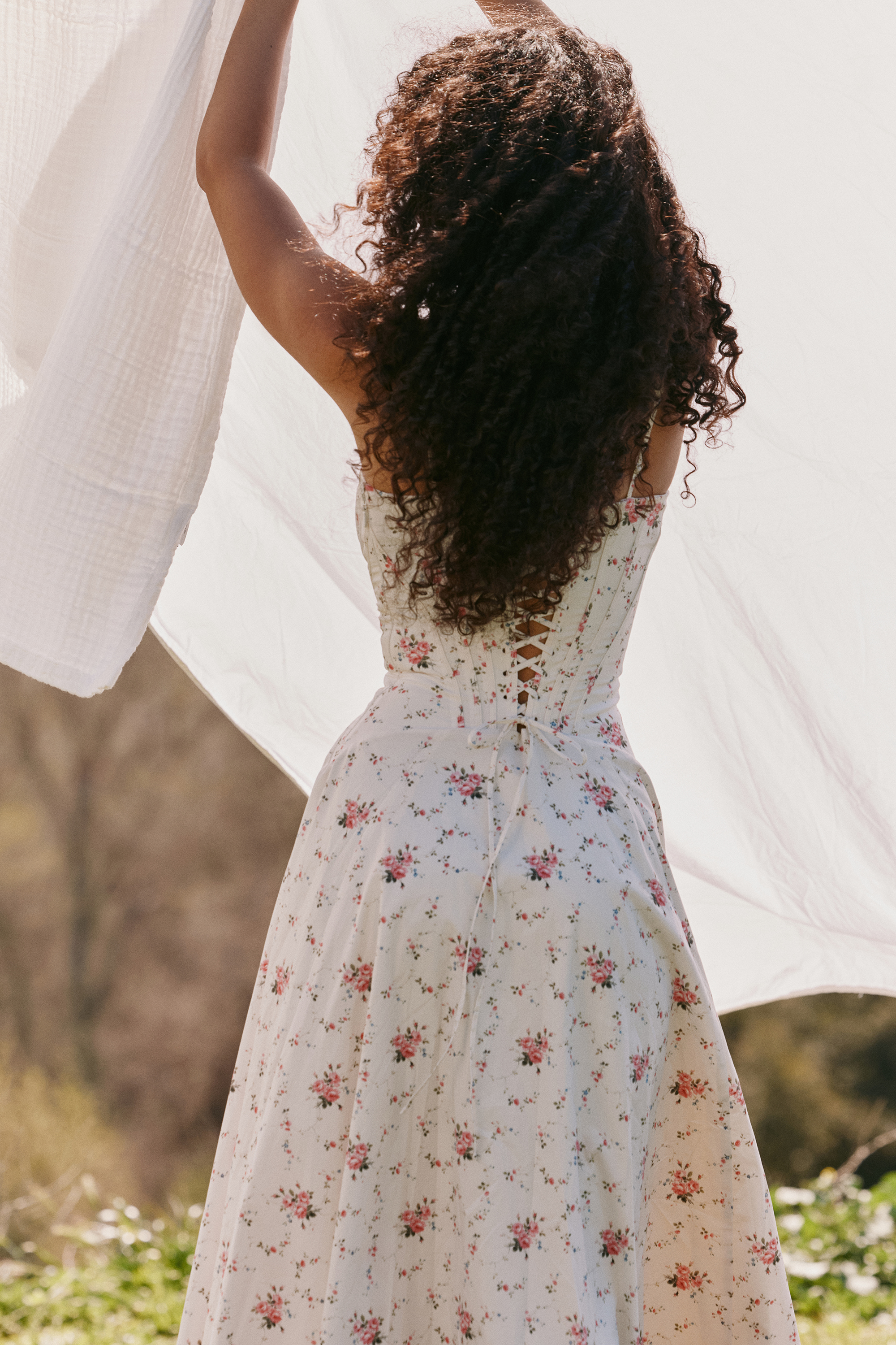 Steffani White Stretch Cotton Rose Print Midi Sundress - luluinthesky