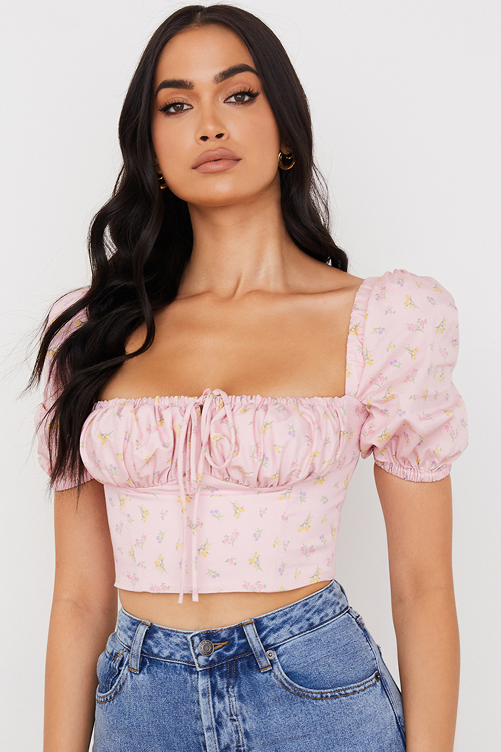 Arianna Pink Floral Puff Sleeve Corset - luluinthesky