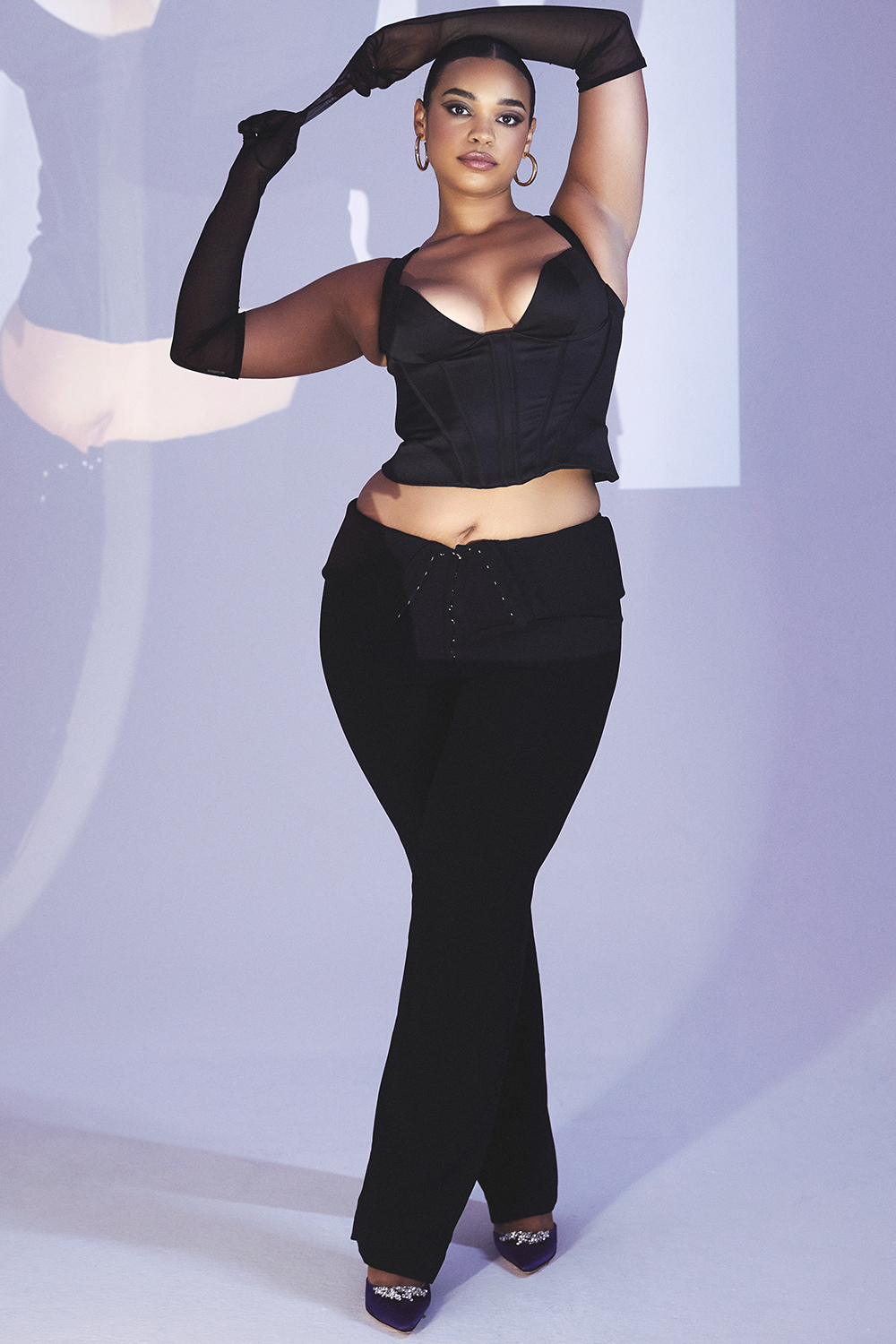 Ava Black Fold Front Trousers - luluinthesky