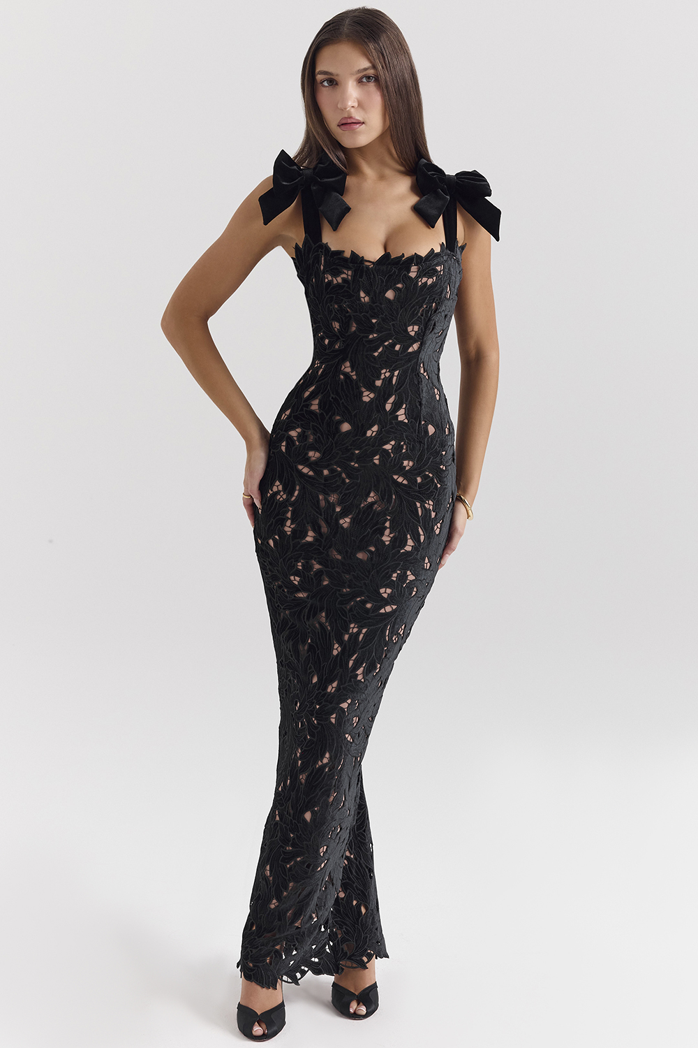Tiff Black Velvet Lace Maxi Dress - luluinthesky