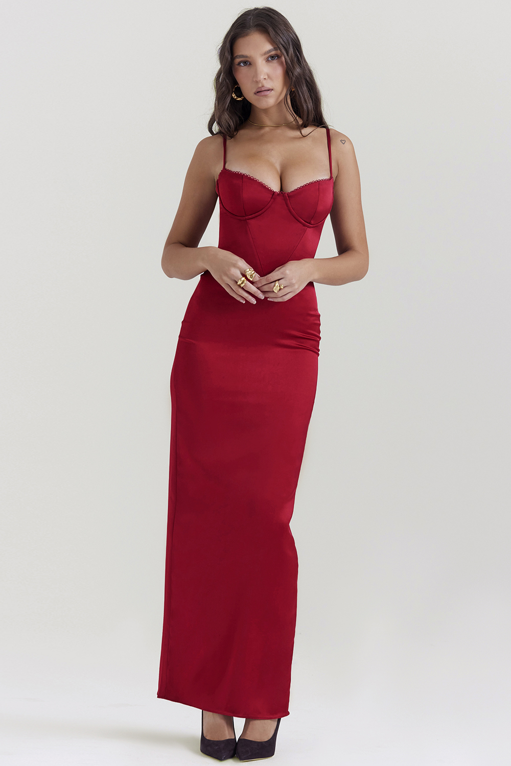 Stefania Ruby Corset Maxi Dress - luluinthesky