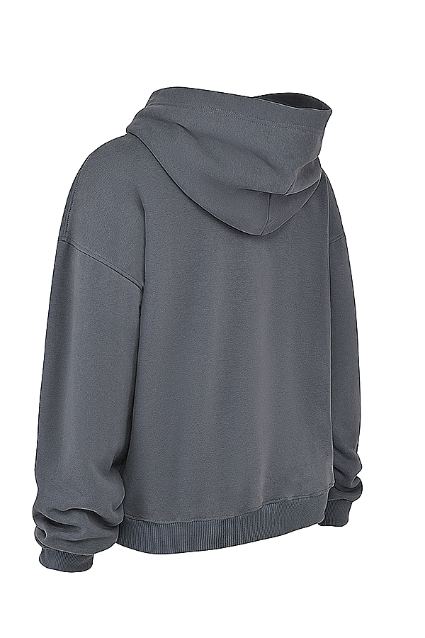 Mirage Slate Cotton Fleece-Back Zip Through Hoodie - luluinthesky