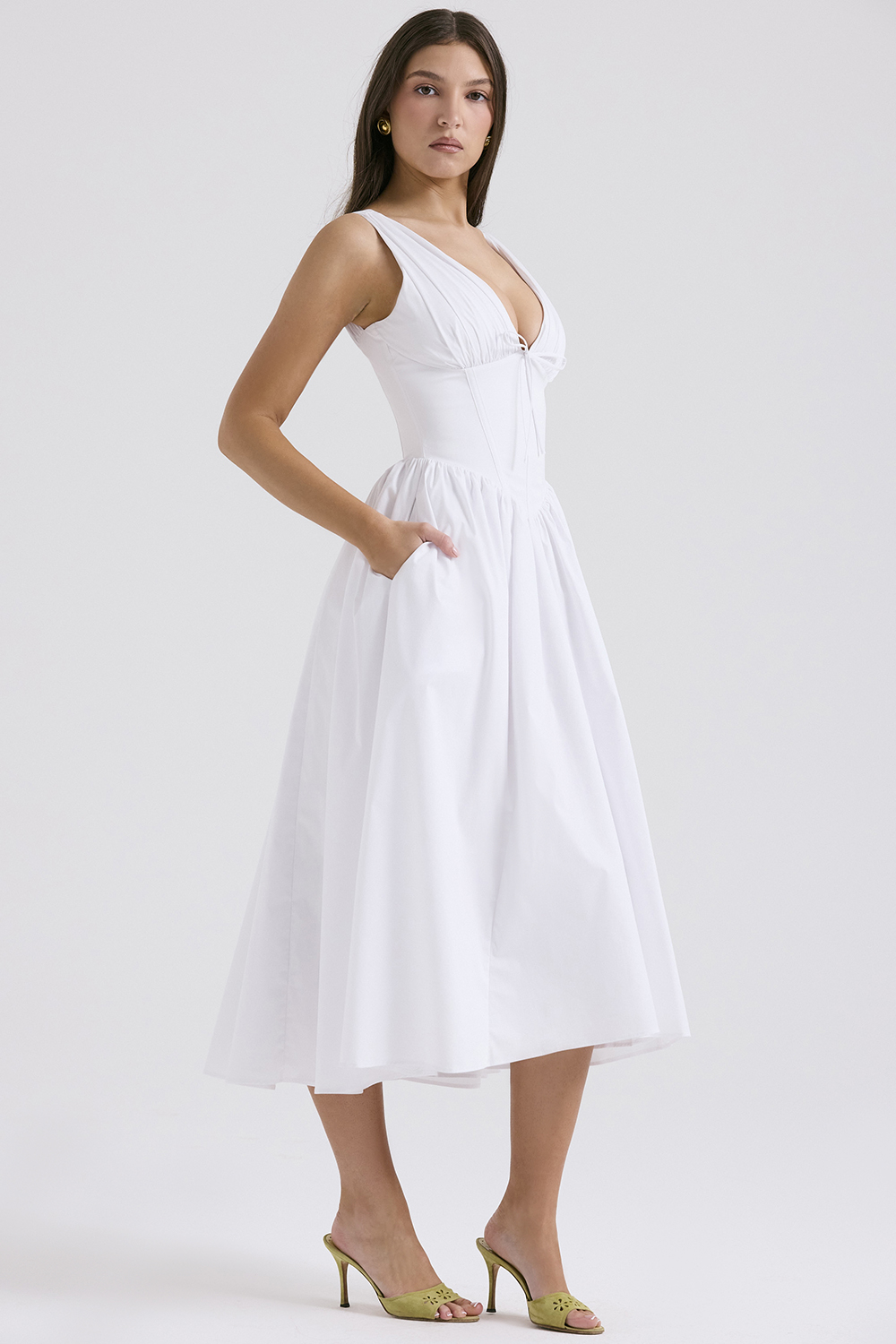 Emmelina White Cotton Corset Sundress - luluinthesky