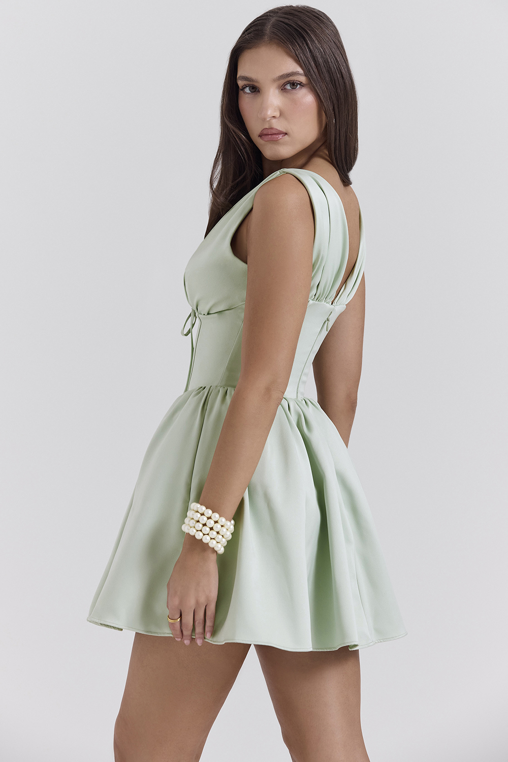 Emmeliette Pistachio Satin Mini Dress - SALE - luluinthesky