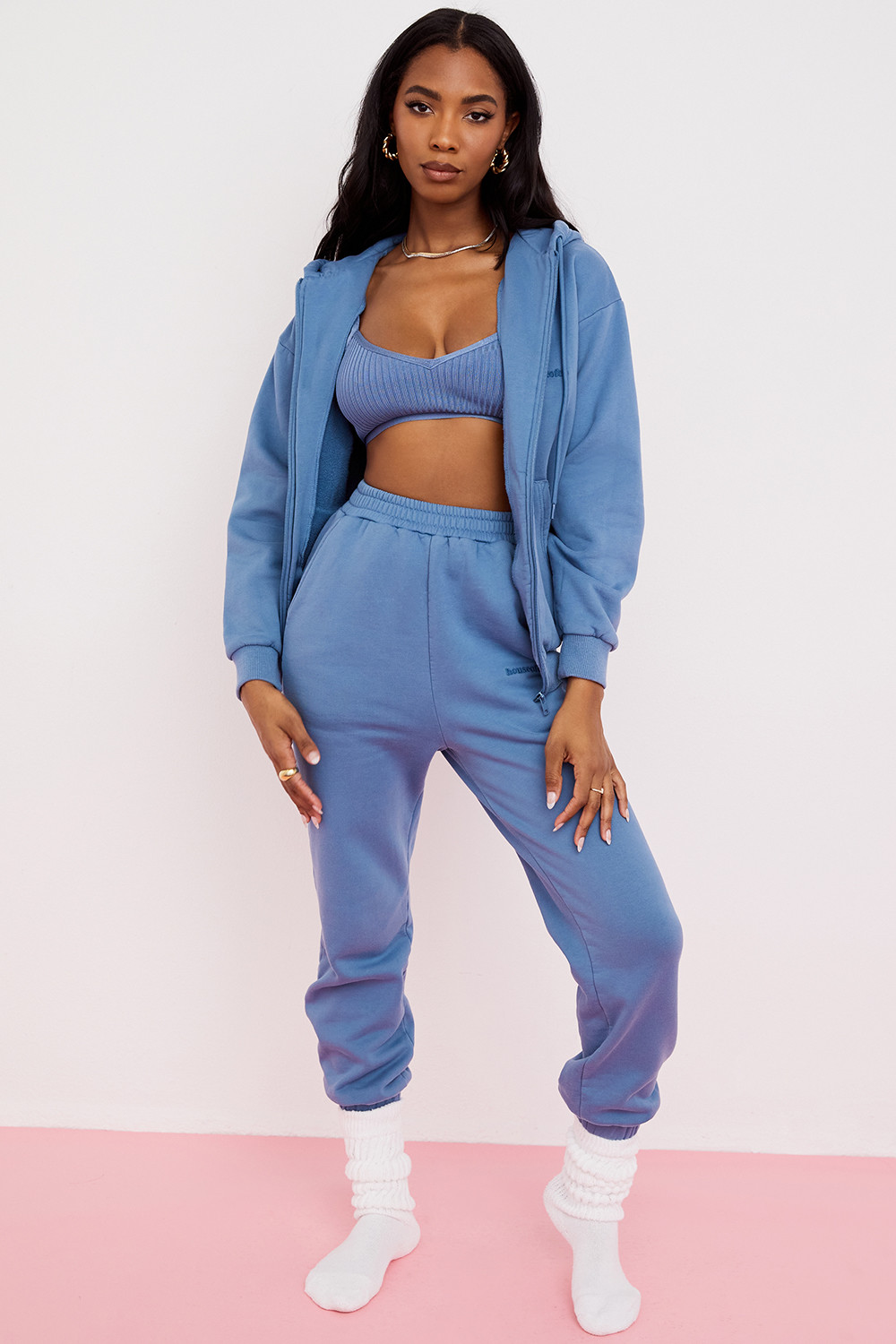 Sky Azure Fleece Back Jogging Trouser - luluinthesky