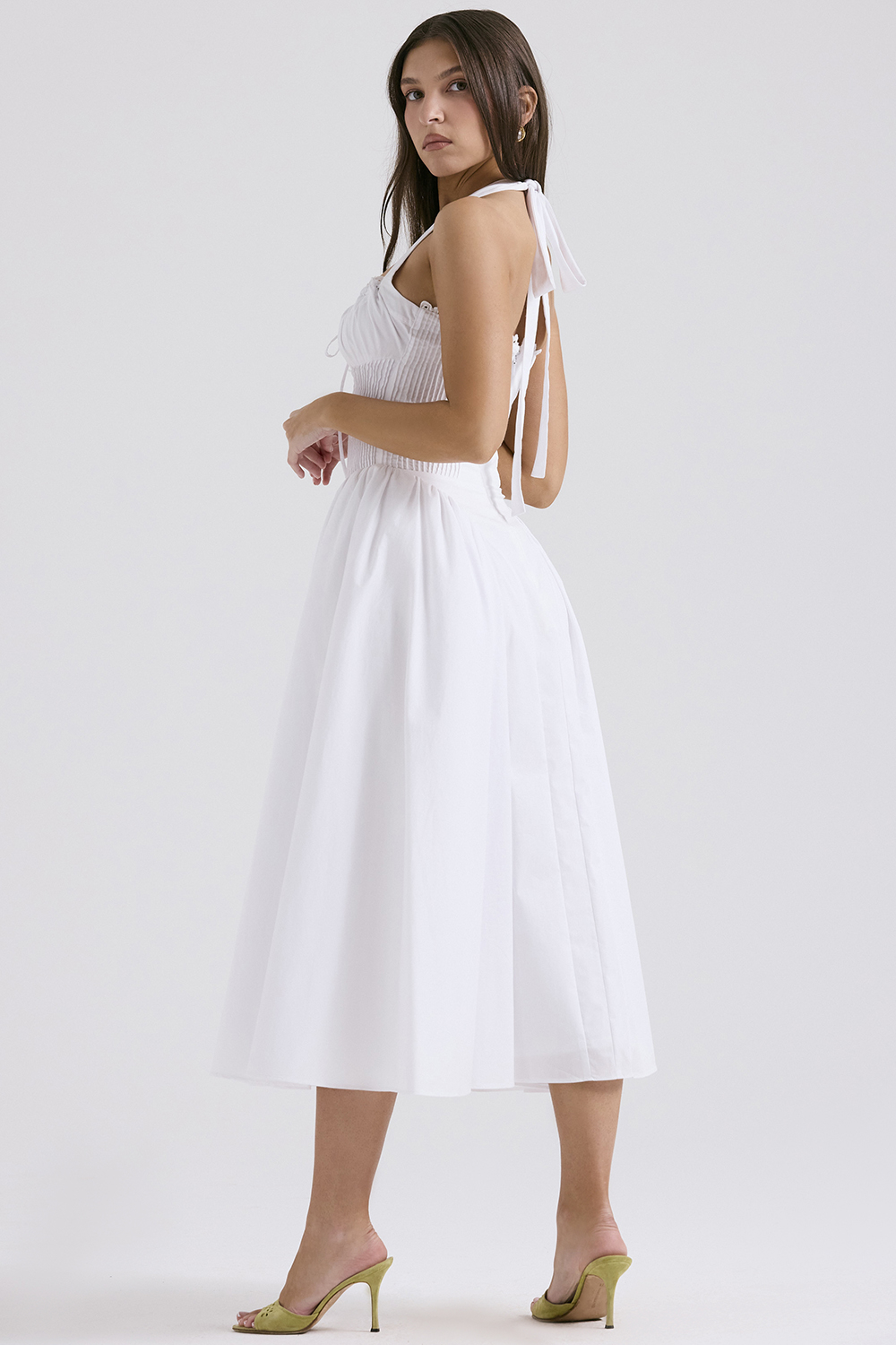 Adabella White Cotton Halter Sundress - luluinthesky
