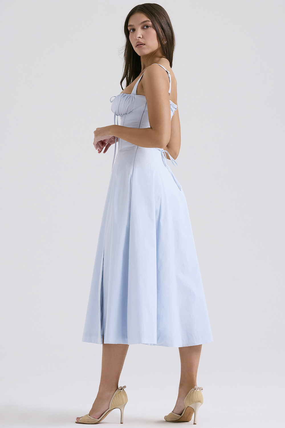 Carmen Soft Blue Cotton Bustier Sundress - luluinthesky