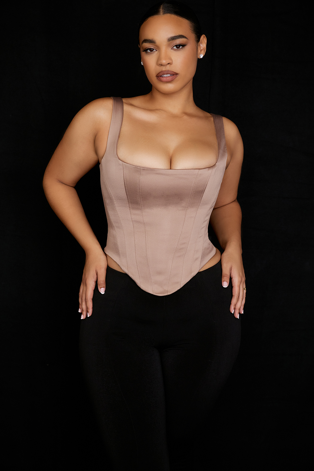 Rafa Stone Satin Longline Corset - luluinthesky