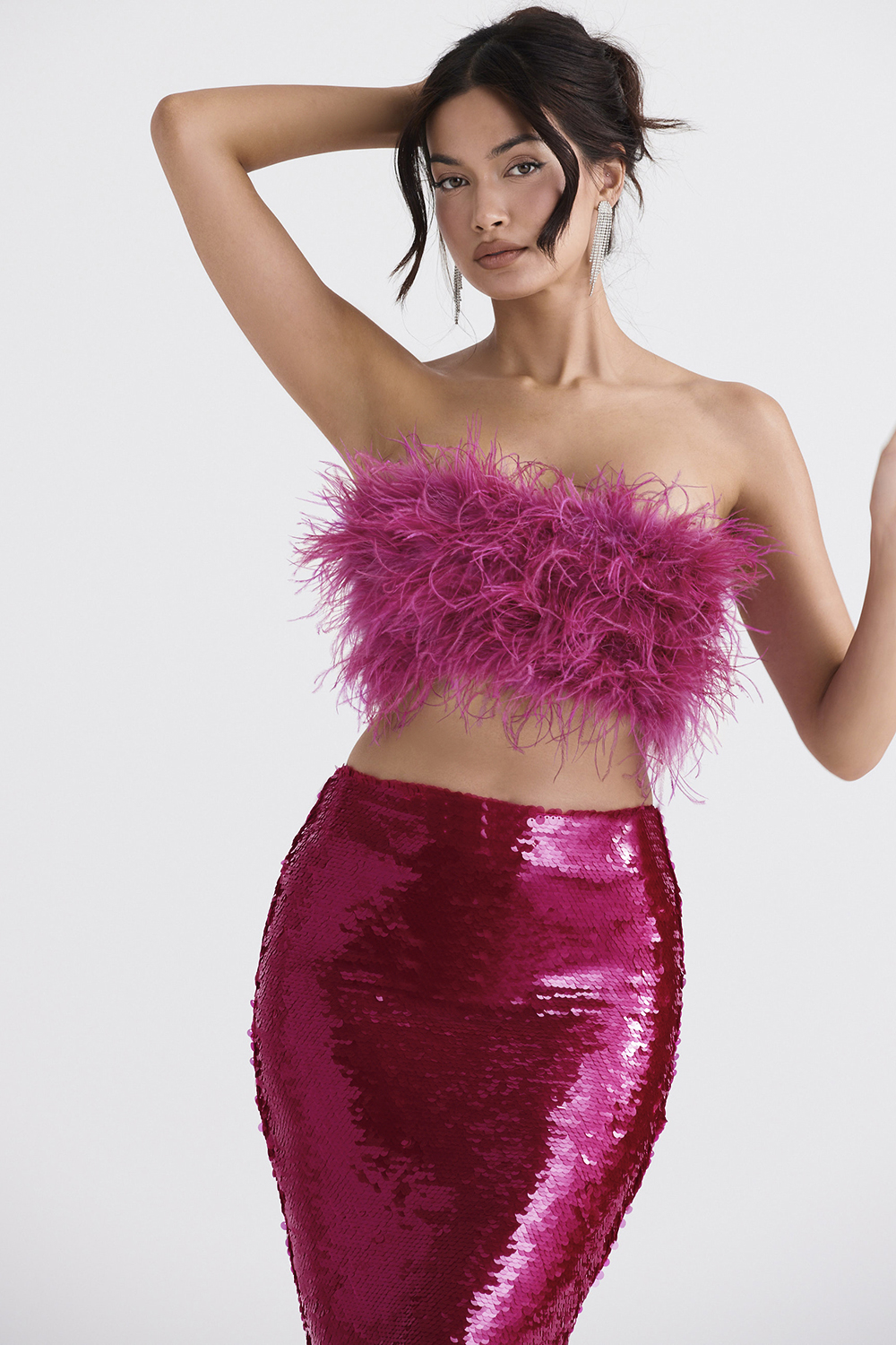 Fenella Hot Pink Trimmed Bandeau - luluinthesky