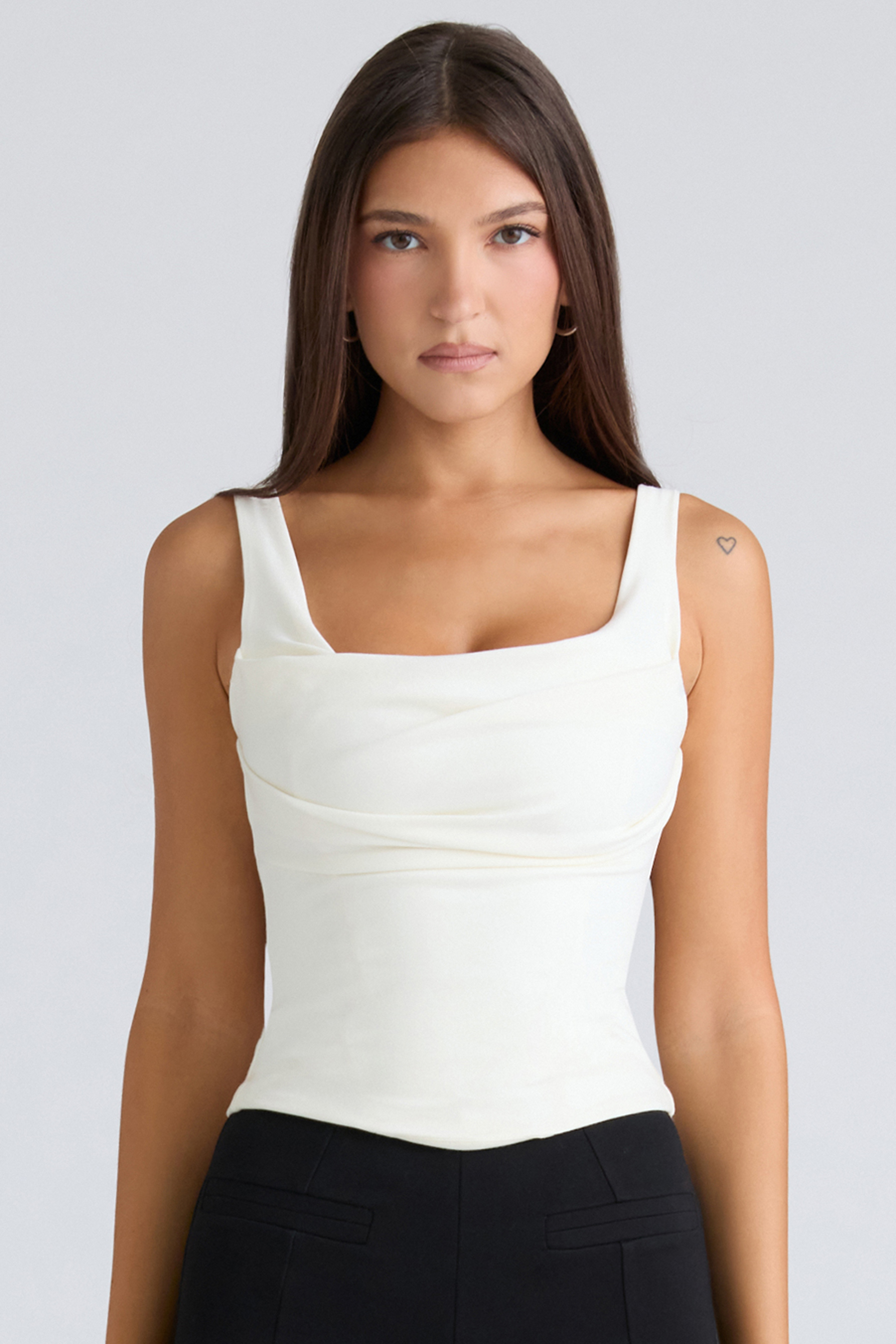 The Drape Neck Ivory Corset Top - luluinthesky