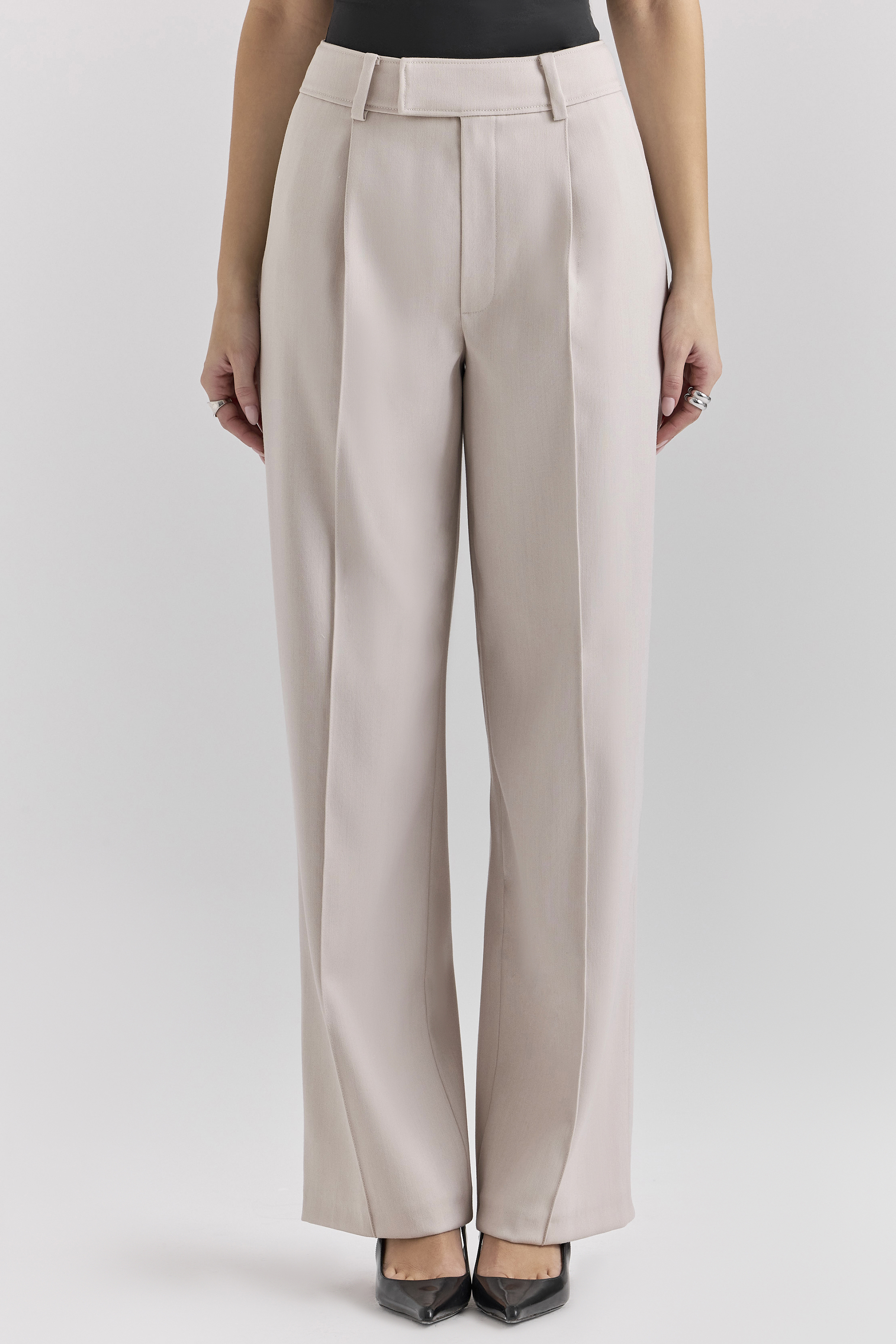 Hayden Beige High Waist Tailored Trousers - luluinthesky
