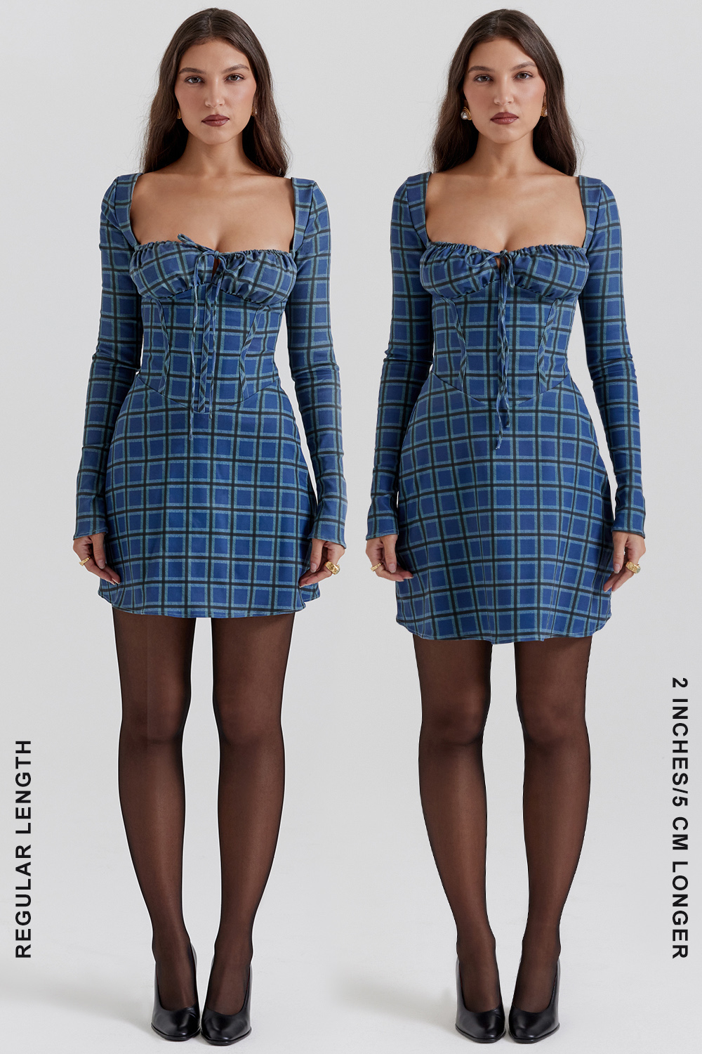 Malika Blue Tartan Corset Mini Dress - luluinthesky