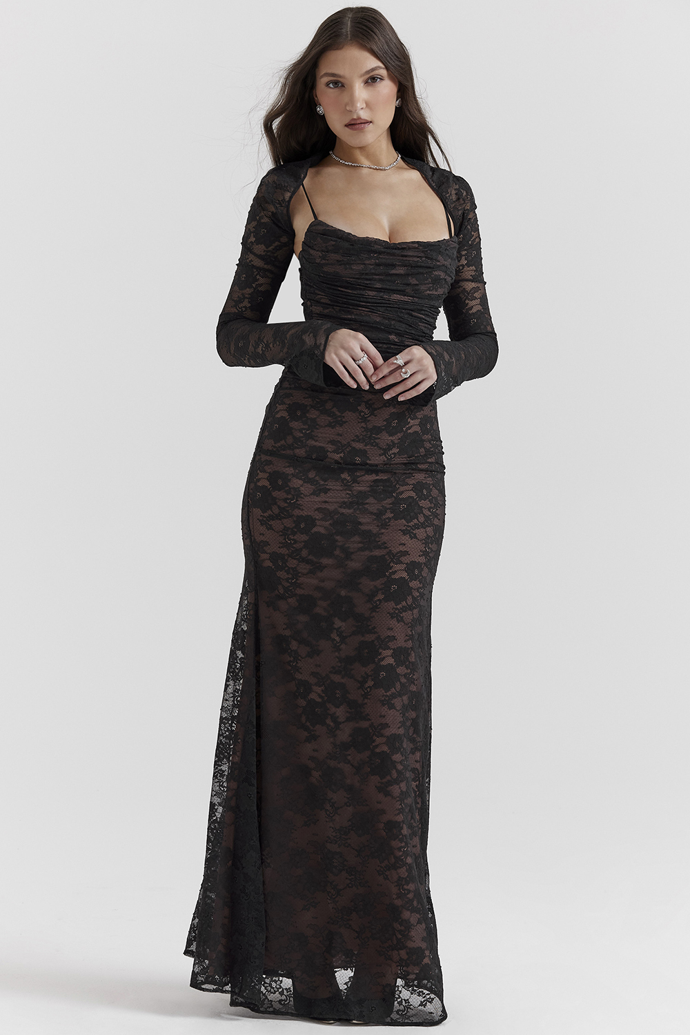 Artemis Black Lace Maxi Dress - luluinthesky