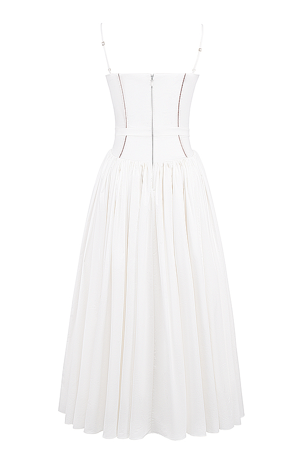 Ysabella White Cotton Maxi Sundress - luluinthesky