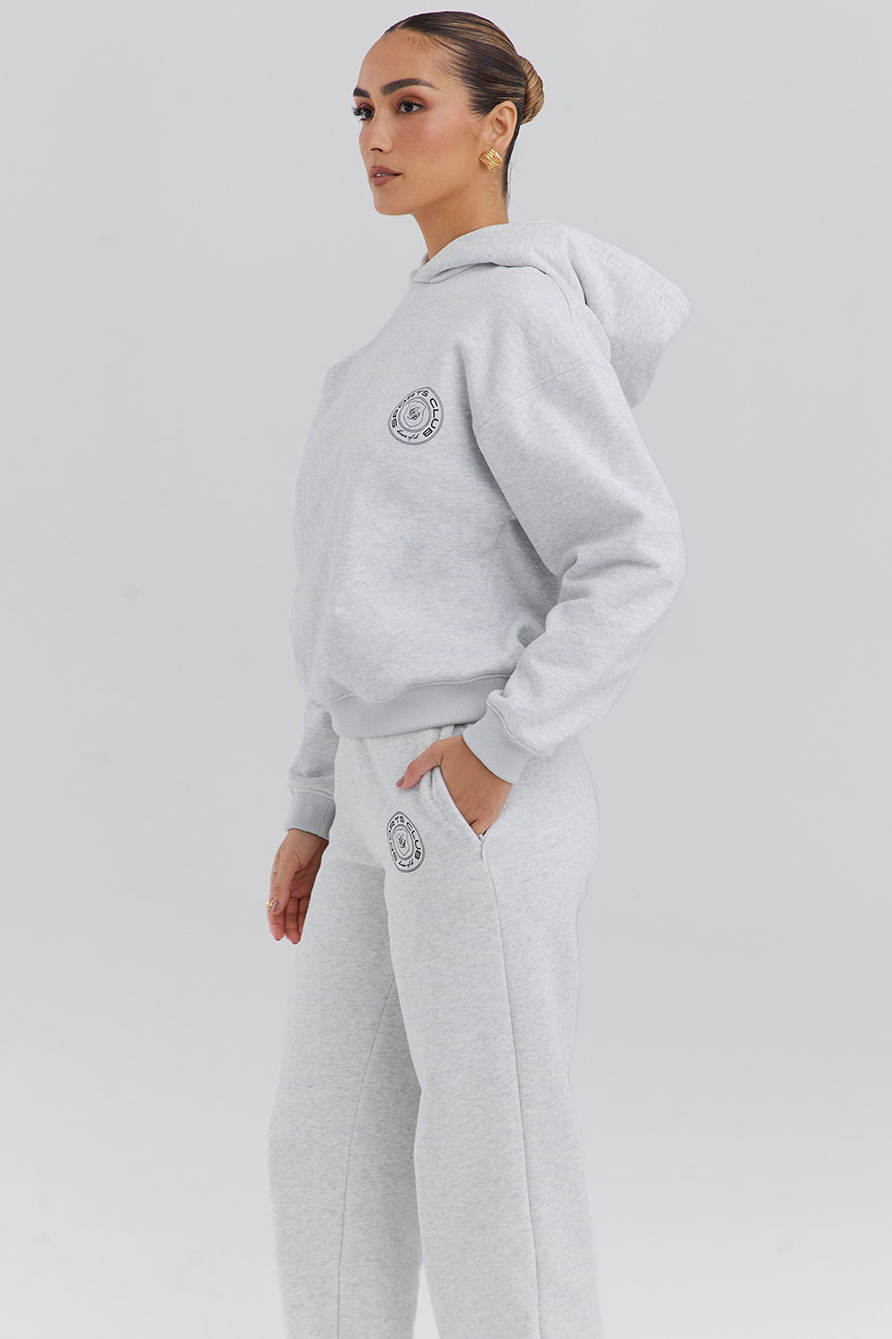 Muse Light Grey Marl Cotton Fleece-Back Hoodie - luluinthesky