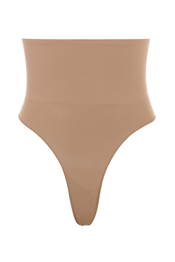 Sculpting High Waist Thong Cafe Au Lait - luluinthesky