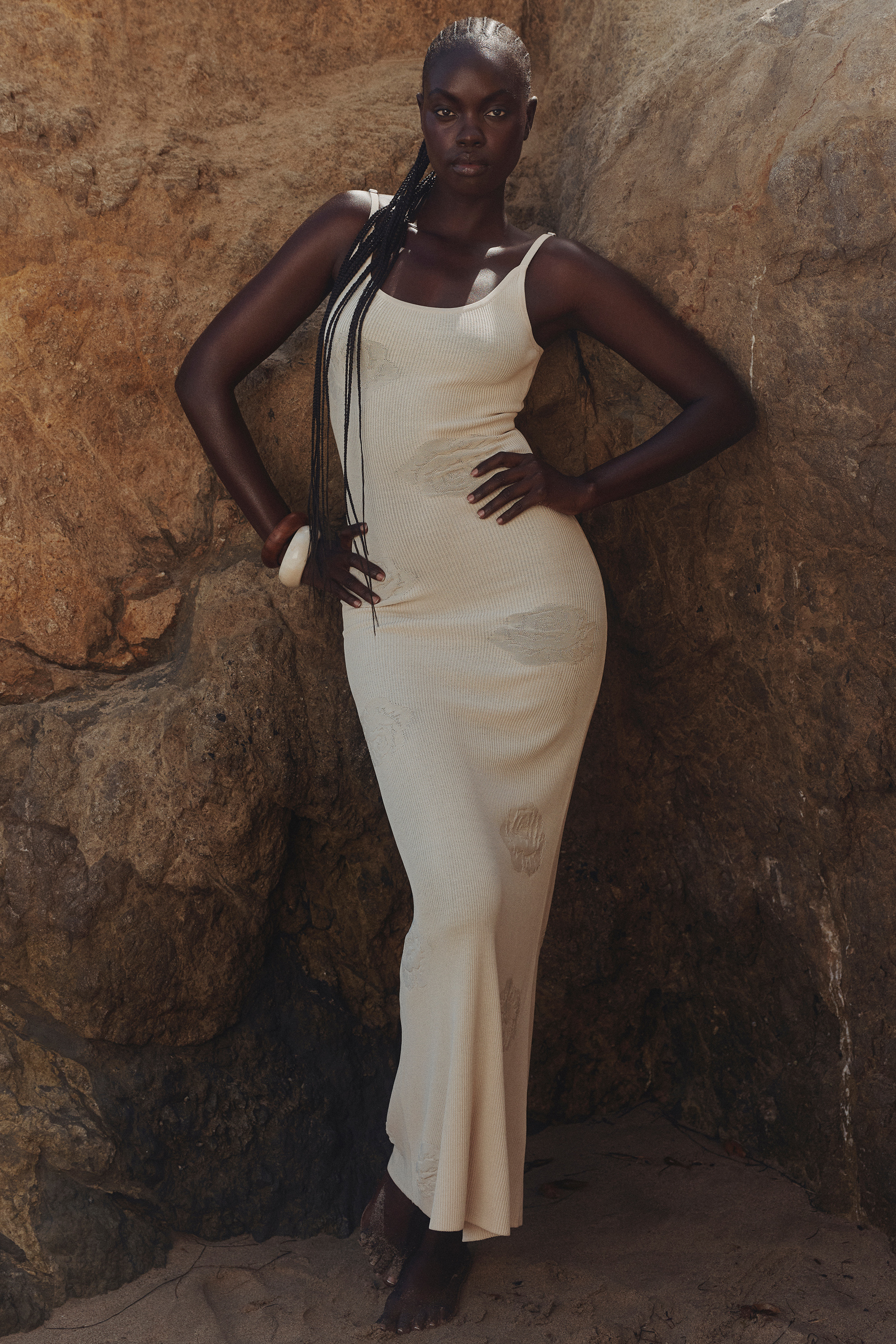 Dara Ecru Rose Embroidered Maxi Dress - luluinthesky