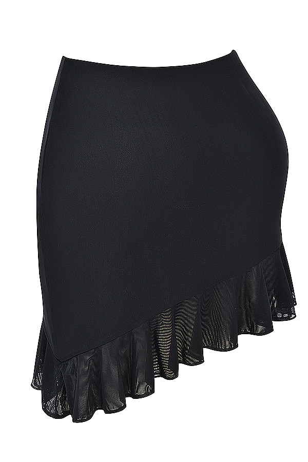 Mistress Rocks Black Ruffle Asymmetric Mini Skirt - SALE - luluinthesky