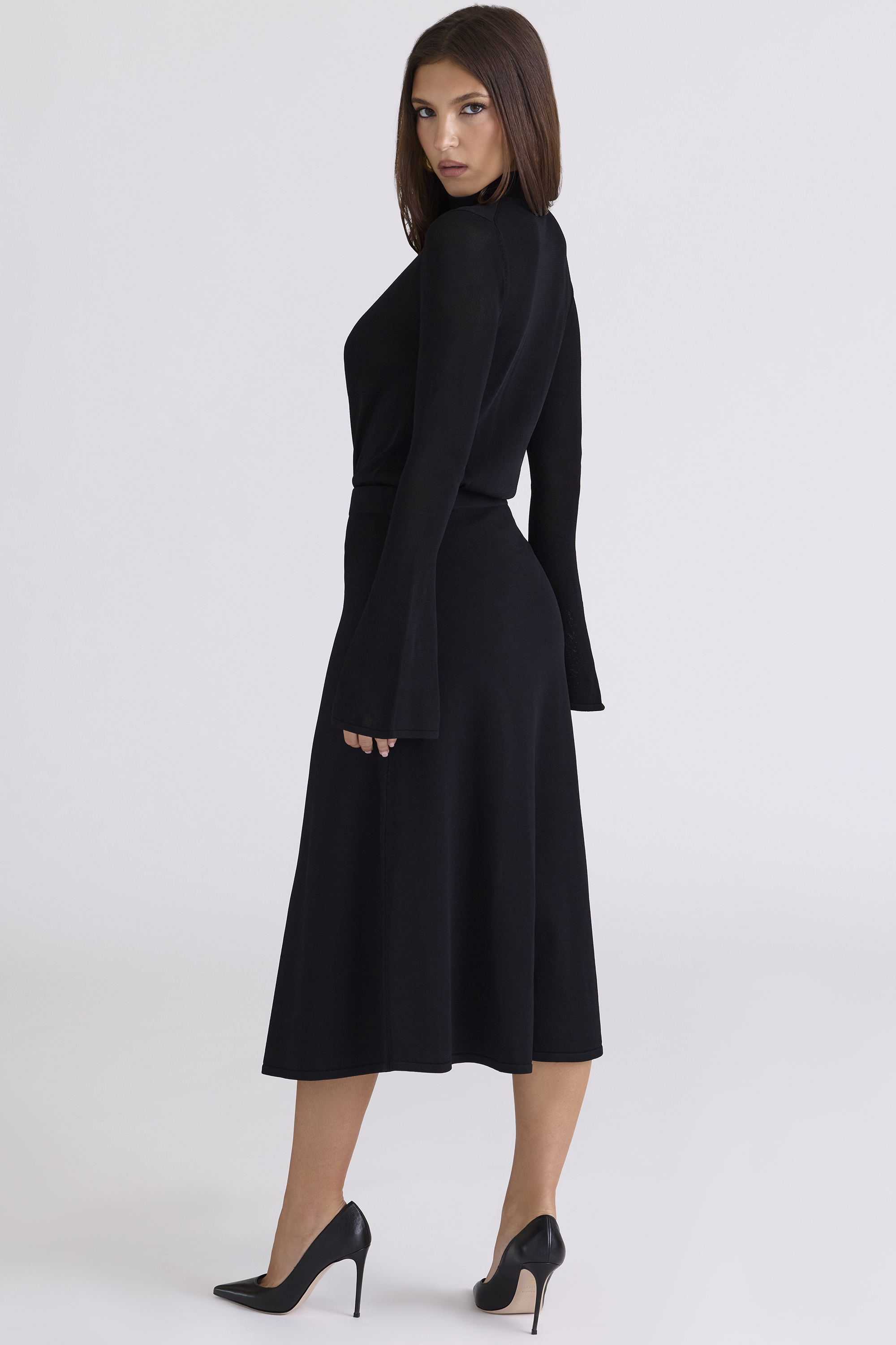 Asti Black A-Line Midi Skirt - luluinthesky