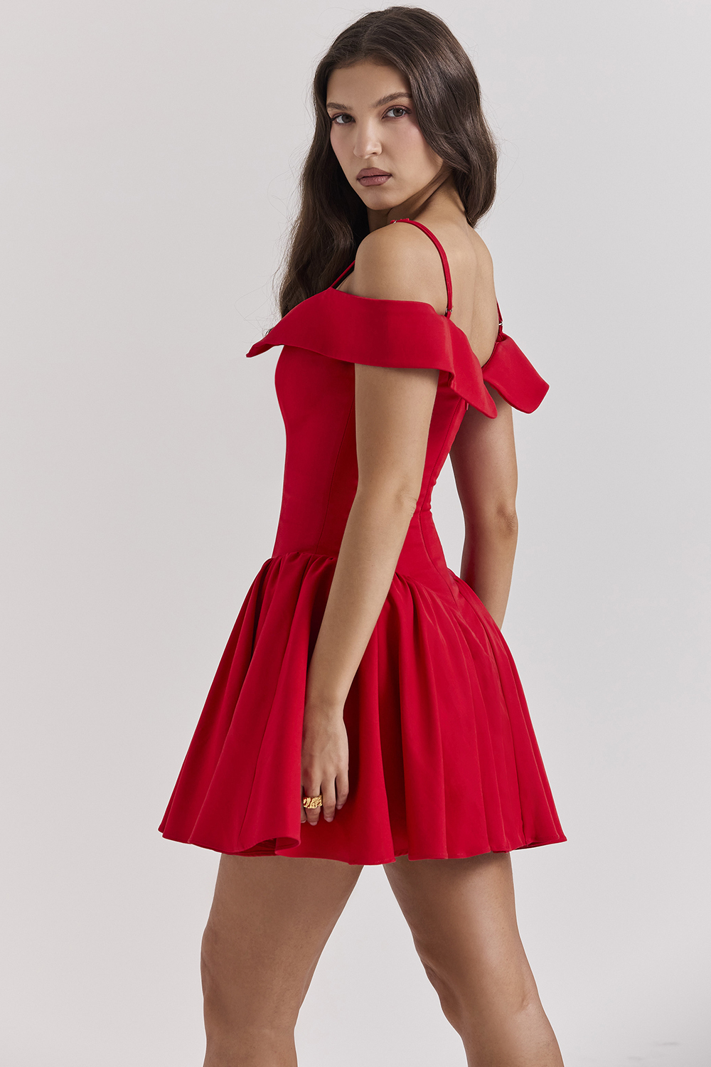 Elida Scarlet Off Shoulder Mini Dress - luluinthesky