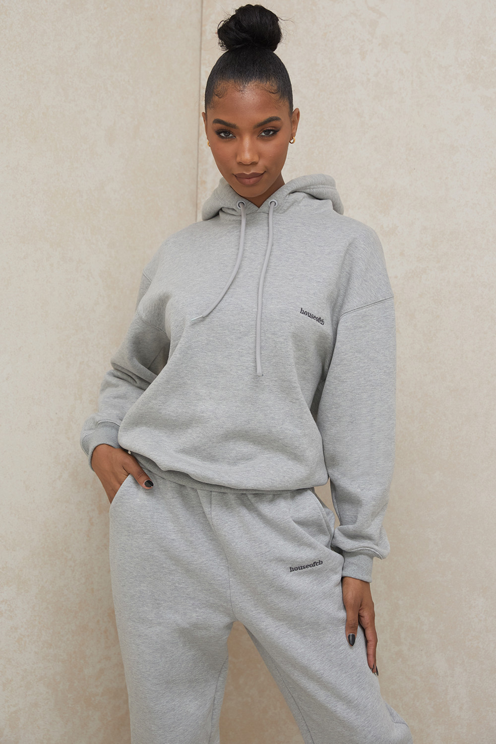 Halo Grey Cotton Fleece-Back Oversized Hoodie - luluinthesky