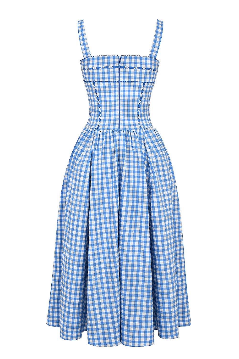 Vivien Regatta Blue Gingham Midi Sundress - luluinthesky