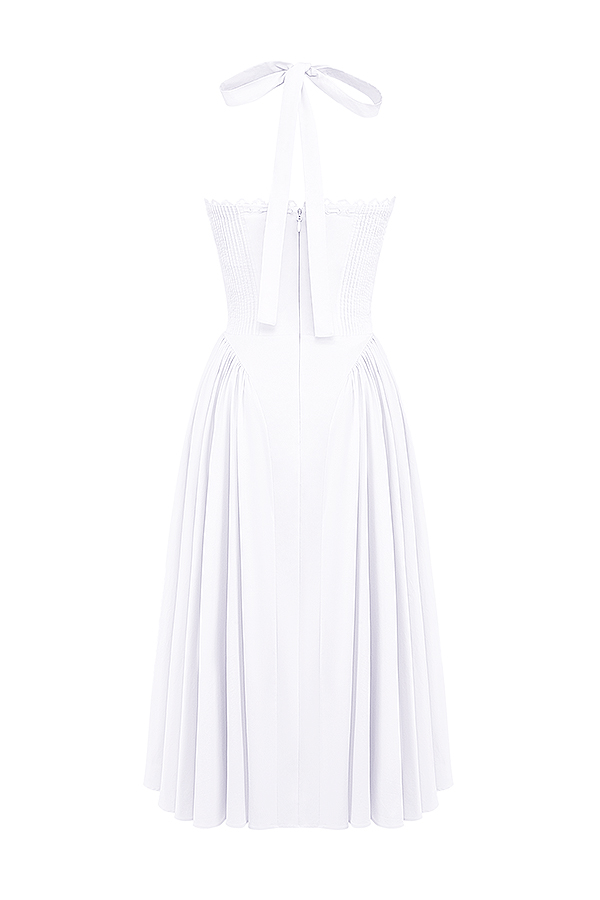 Adabella White Cotton Halter Sundress - luluinthesky