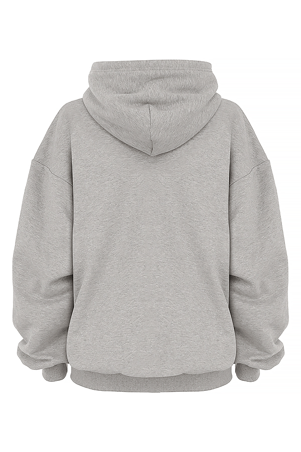 Halo Light Grey Cotton Fleece-Back Oversized Hoodie - luluinthesky