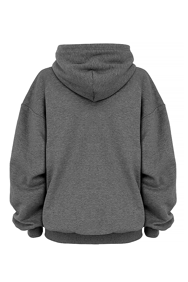 Halo Dark Grey Cotton Fleece-Back Oversized Hoodie - luluinthesky