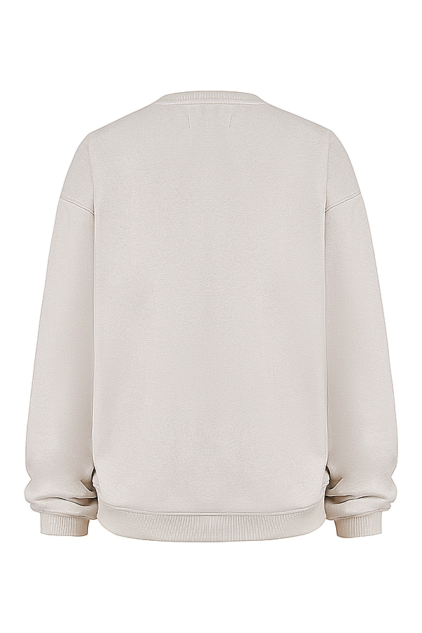Haze Cloud Cotton Fleece-Back Crew Neck Sweatshirt - luluinthesky