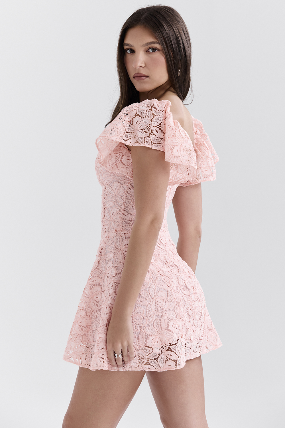 Verity Perfectly Pink Floral Lace Mini Dress - luluinthesky
