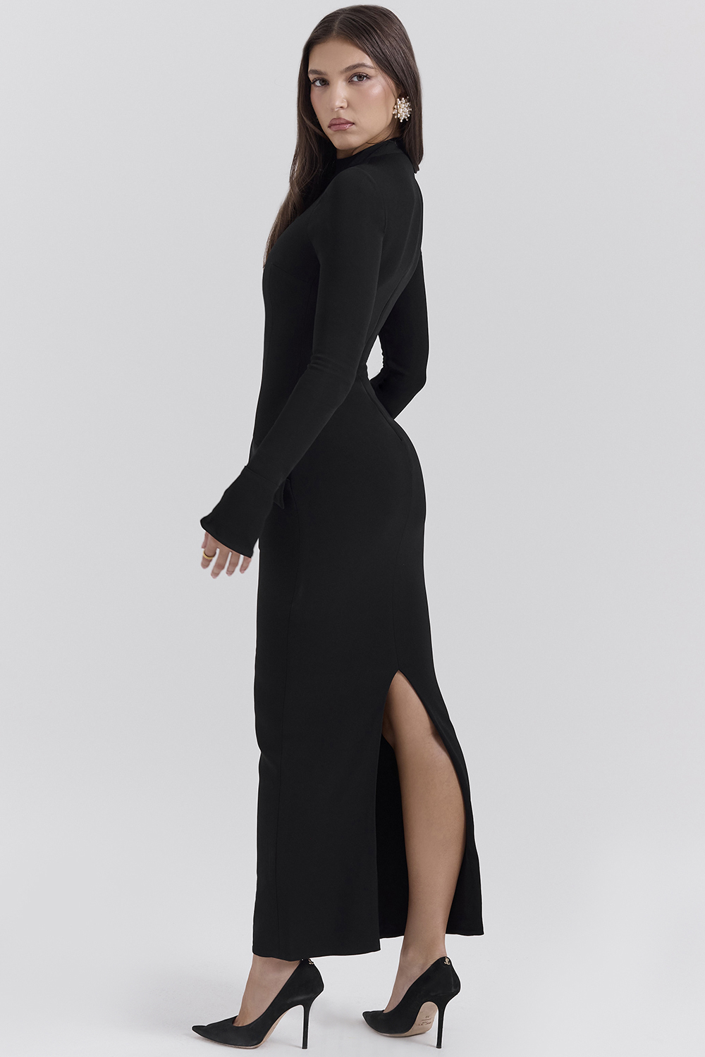 Marie-Louise Black Turtleneck Maxi Dress - luluinthesky