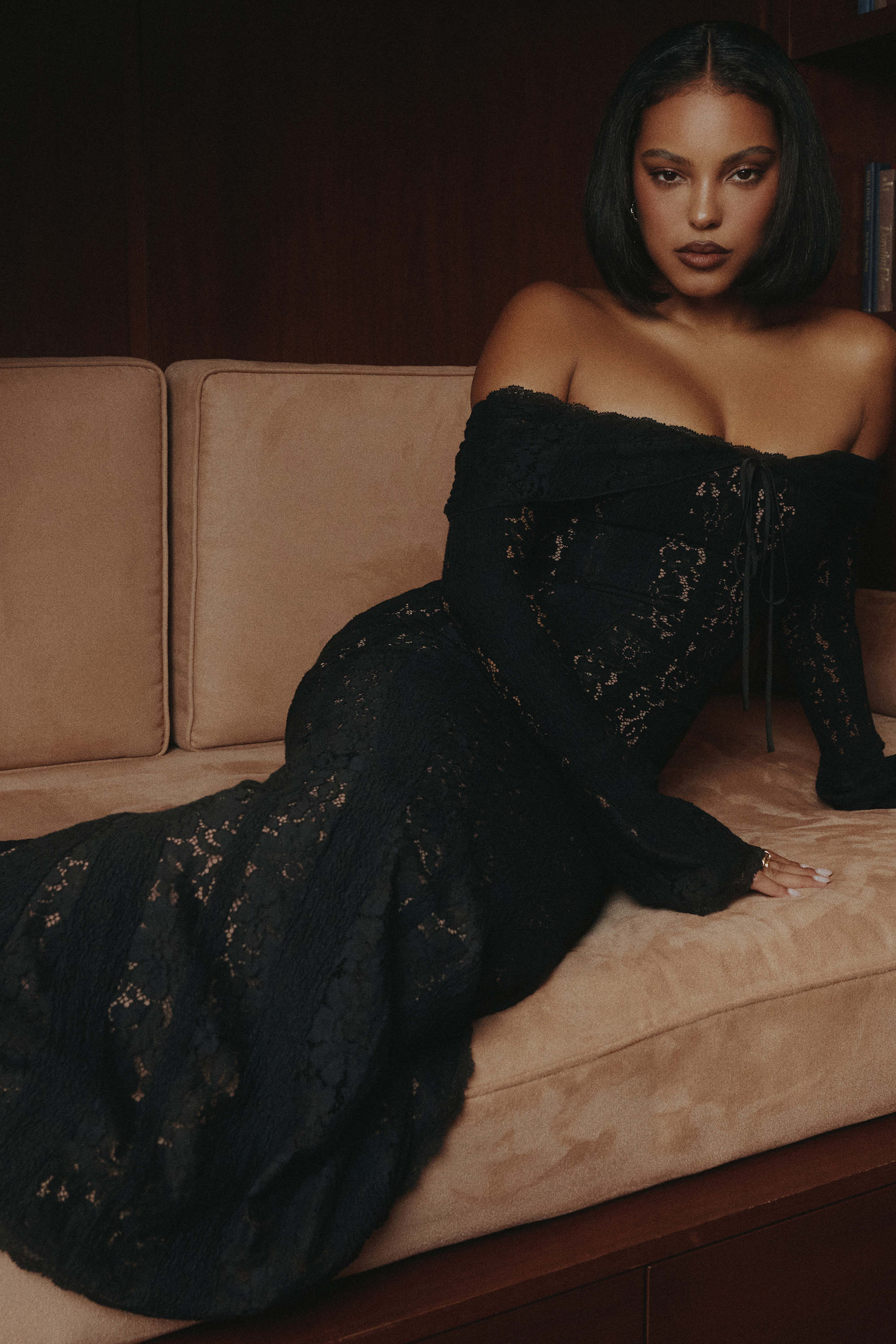 Belle Black Off Shoulder Floral Lace Maxi Dress - luluinthesky