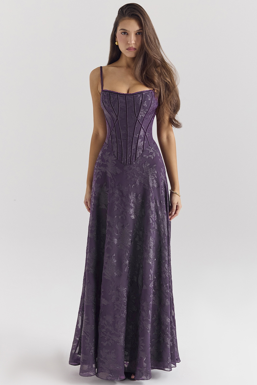 Esme Grape Lurex Chiffon Maxi Dress - luluinthesky