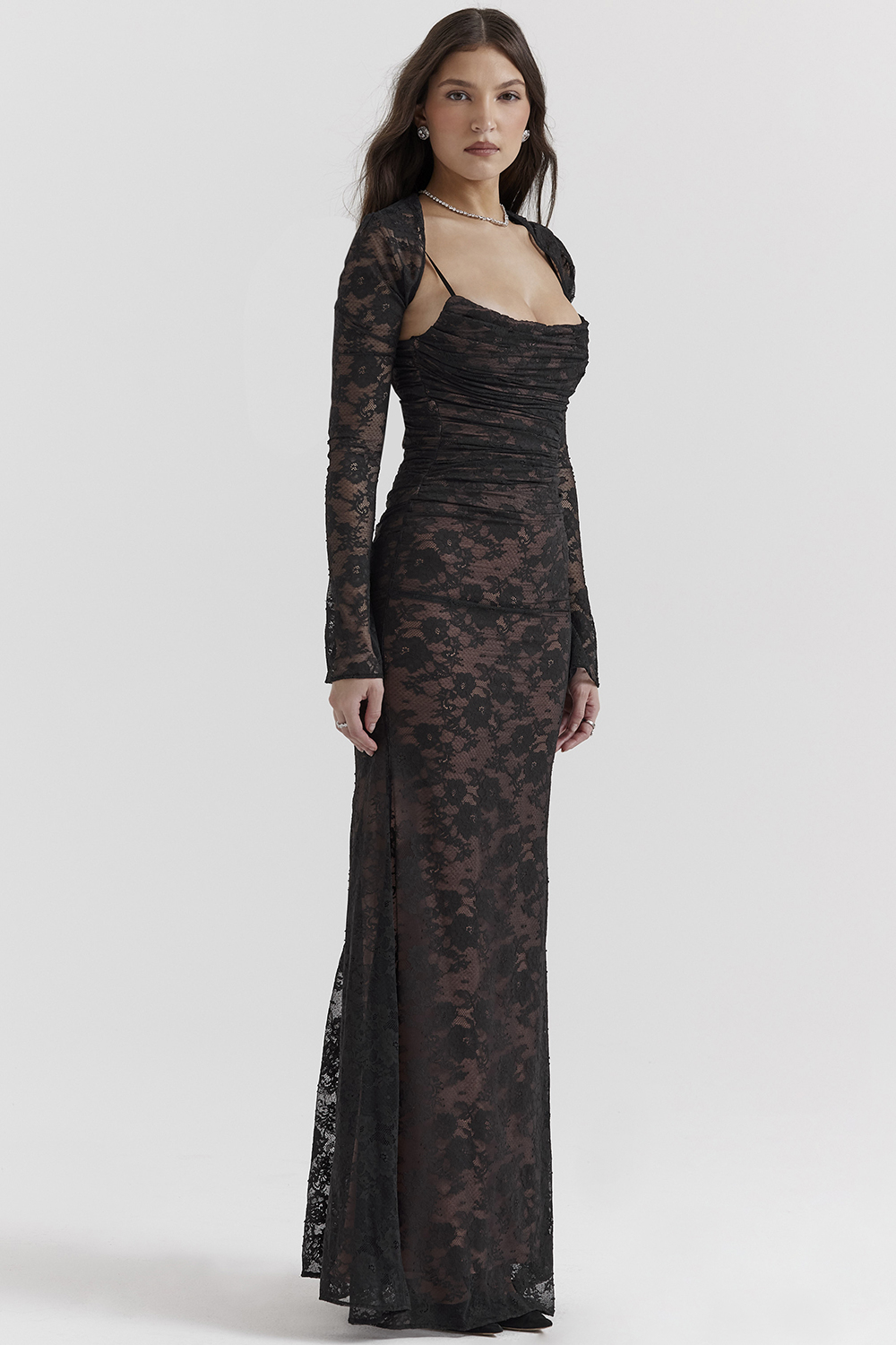 Artemis Black Lace Maxi Dress - luluinthesky
