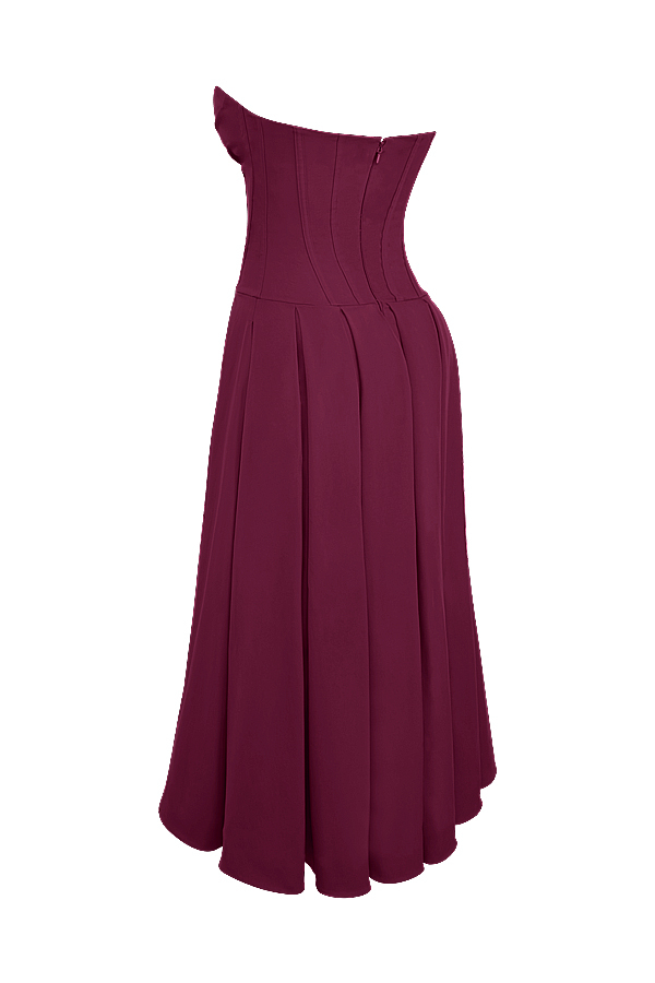 Lady Wine Strapless Midi Dress - luluinthesky